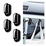KITUREK 4 PCS Car Mini Hooks, Strong Self-Adhesive Backseat Hangers, Multifunctional Wall Hanging Hooks, Universal Hook Stickers for Key Charging Cable Earphone Car Interior Accessories (Glossy)