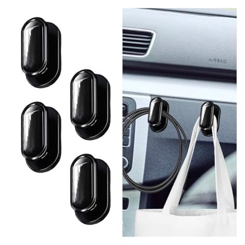 KITUREK Car Mini Hooks, Self-Adhesive Backseat Hangers, 4PCS Glossy