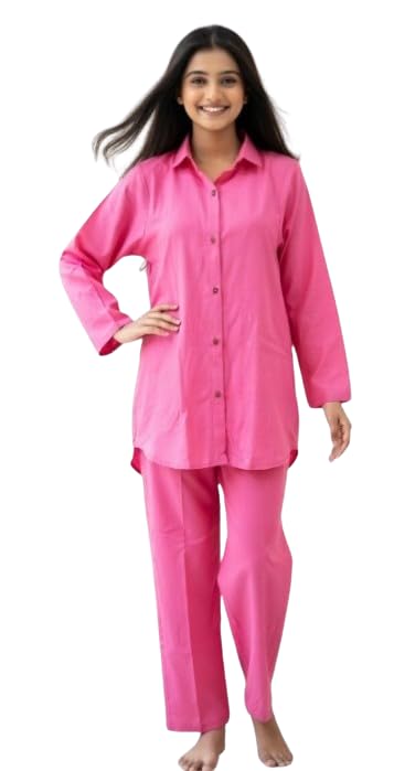 Aashi Creation Women's Lavender Cotton Co-Ord Set | Embroidered Shirt with Straight Pants | Full Sleeve Regular Fit Two Piece Outfit | Casual, Office & Ethnic Wear, Large-picture-28