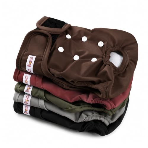 Image of Washable Reusable Female Dog Diapers(5 Pack) Small Medium Large Doggie Puppy & Doggy Dog Diaper, Period Panties in Heat Small Gray-Brown
