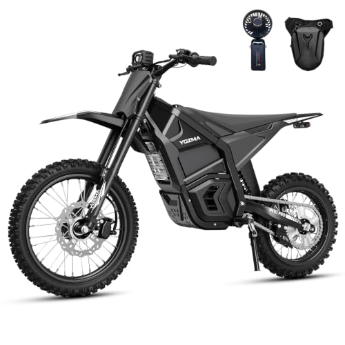 Yozma IN10 Pro Electric Dirt Bike 5500 Peak Mid- Drive Motor 50 Mph Max Speed Ebike 60V 27AH Bttery with 60 Miles Max Range 17/14 Off-Road Tires Hydraulic Brakes & Dual Shock Absorption