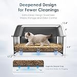 Stainless Steel Litter Box with Lid, Sifting Litter Box for Pine Pellets, 17.3”×13.4”×10.5” Enclosed Metal Litter Boxes for Small Cats & Kittens, High Sided Anti-Leakage, Easy Cleaning, Less Tracking - Image 5