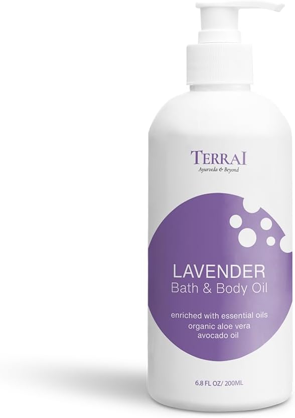 Lavender Bath & Body Oil for Daily Use, Non-sticky & Fast Absorbing, For All Skin Types, Massage Oil with Vitamin E, Avocado Oil, Stress Relief & Relaxing for Women & Men, 200ml (Pack of 1)