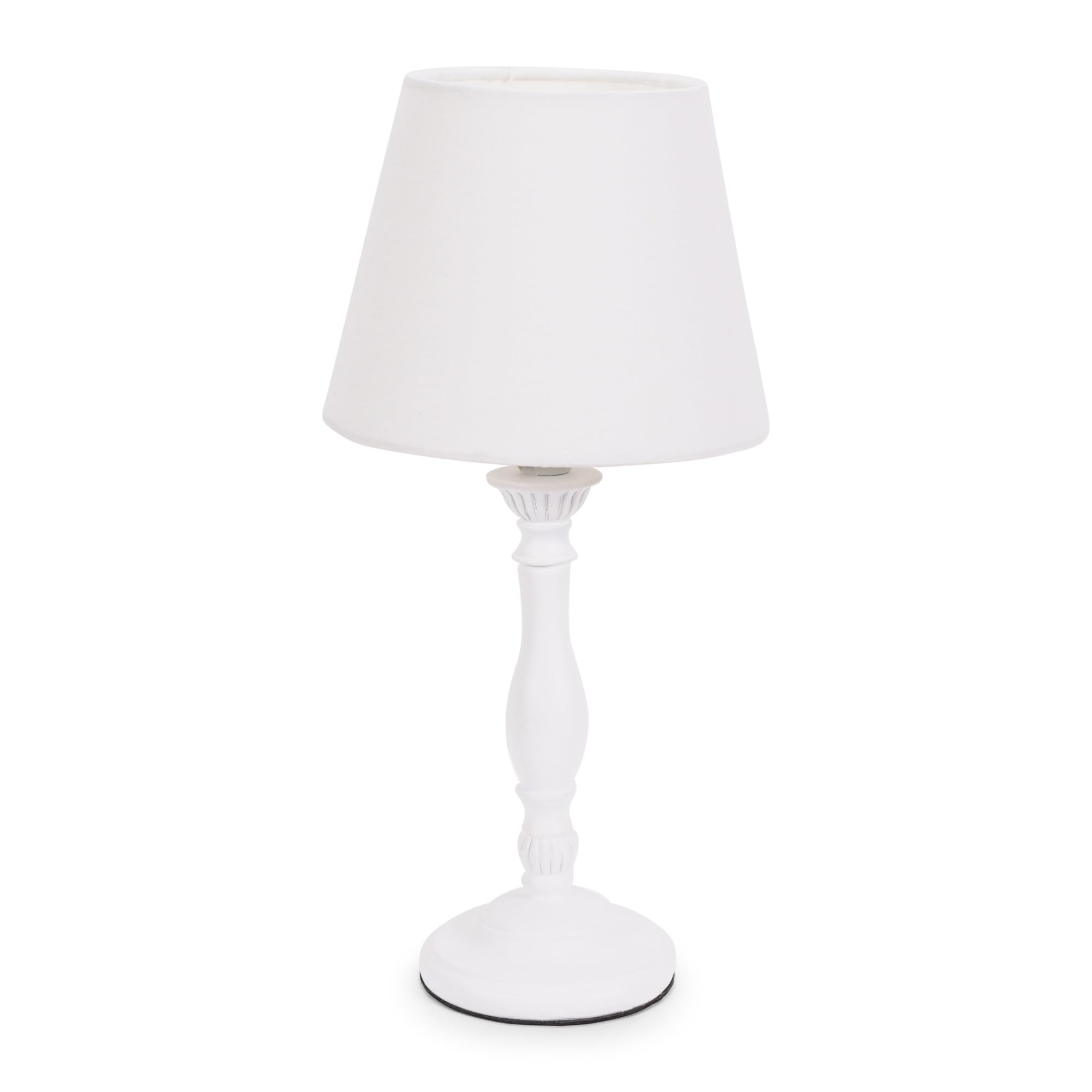 ValueLights | White Wood Candlestick Bedside Table Lamp with a Tapered Lampshade Living Room Bedroom Light | Table Lamps, Home Décor & Improvement Essential