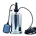 Produktbild Reyke Klarwasserpumpe mit Schwimmerschalter, 900W Edelstahl Tauchpumpe (Fördermenge max. 12000 l/h, Förderhöhe max. 9m, Eintauchtiefe max. 7m)