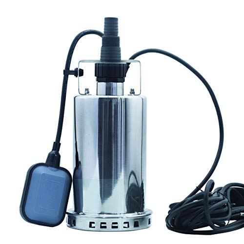 Preisvergleich Produktbild Reyke Klarwasserpumpe mit Schwimmerschalter, 900W Edelstahl Tauchpumpe (Fördermenge max. 12000 l / h, Förderhöhe max. 9m, Eintauchtiefe max. 7m)