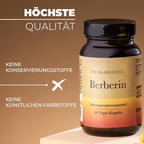 Primabiotic BERBERIN 400MG - 60 VEGAN-Kapseln | Berberis Vulgaris-Extrakt | Maximale Absorption | Hochdosiert & Vegan | Ohne Zusatzstoffe