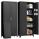 TIMELESS PIECES Metallschrank, Aktenschrank Aufbewahrungsschrank 190 x 80 x 40 cm, Stahlschrank mit 4 verstellbaren Einlegeböden, Mehrzweckschrank Blechschrank für Schule Haus Büro Garage Schwarz