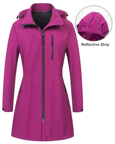 Image of CREATMO US Women's Lightweight Waterproof Long Softshell Tactical Jacket Fleece Lined Windbreaker