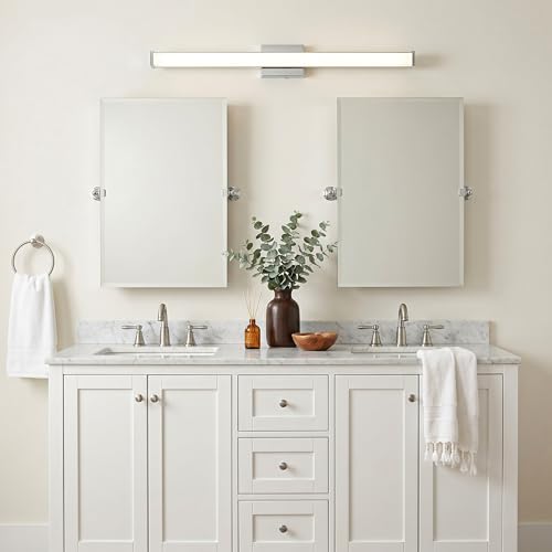 URSOLA 48" Modern LED Bathroom Light Fixtures, Chrome 3CCT Dimmable Bathroom Vanity Light Over Mirror, Bathroom Vanity Bath Bar Lights with Double Layer Acrylic Shade by URSOLA - Used condition - Image 9
