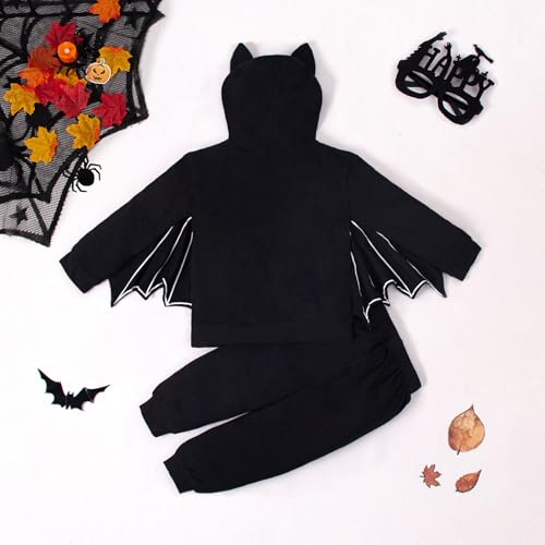 Magic Park 12M-8Y Baby Halloween Clothes Toddler Bat Outfits Kid Halloween Clothing Boy Girl Bat Hooded Tops Pants Winter Set3
