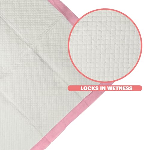 Image of Pink Puppy Pee Pads, 400 Count - 22 x 22 Inch Dog Potty Training Pads, Leak-Proof Quick Absorb 6-Layer Design for Pet Pissing Weewee Training, Ideal for Puppies, Cats, Rabbits, and Guinea Pigs