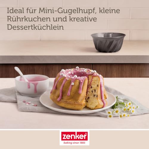 Foto von Zenker Gugelhupfform Ø 18 cm SPECIAL - MINI, kleine Backform aus Stahlblech, Kuchenform mit Antihaftbeschichtung (Farbe: Schwarz), Menge: 1 Stück
