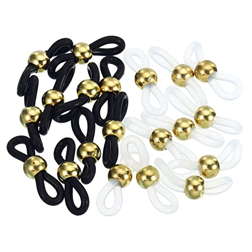 PATIKIL Eyeglass Chain Connector Retainer, 20 Pack Adjustable Anti Slip Silicone Rubber Strap Holder Chain End Loop Bead Style for Women Men Sunglasses, Gold