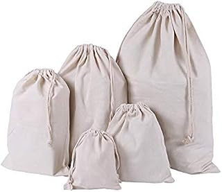 EZTecho Set of 5 Sizes Cotton Breathable Dust-proof Drawstring Storage Pouch String Bag