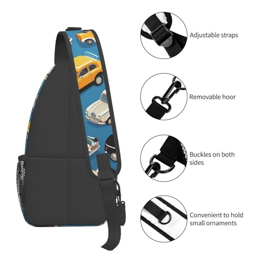 Bolso Sling cruzado unisex patrón cars negro miniatura 4
