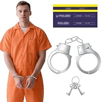 Alaoo Handschellen aus Metall Erwachsener,Handschellen Metall Spielzeug mit Schlüssel Verbrecher, Sträfling, Polizist,Spielzeug Handcuffs Halloween Karneval Fasching Motto Party Rollenspiele zu Spiele