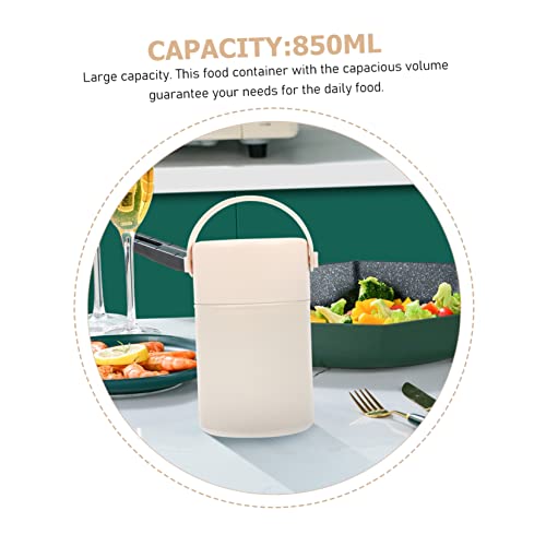 Termo de comida térmico de acero inoxidable 850ml contenedor al vacío portátil beige 7