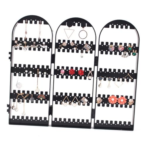 FUNNETOYU Portaorecchini in Plastica Nero Pannelli Organizer e Supporto per Esposizione e Conservazione Gioielli Stand Compatto e Portatile per Orecchini e Design e Antipolvere per Uso