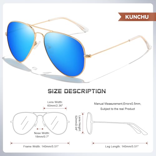 Image of Classic Aviator Sunglasses for Men Womens Polarized UV Protection Driving Sunglasses
