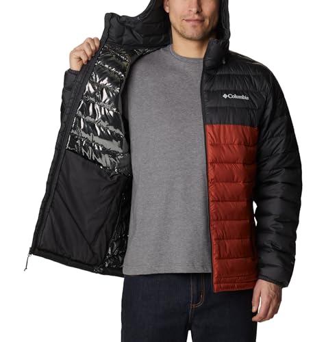 Image of Columbia Men Omni-Heat Reflective Powder Lite Hooded Hiking and Trekking Down Jacket