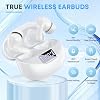 Audífonos inalámbricos Bluetooth 5.4, estéreo HiFi/sonido cristalino, blanco | micrófono con cancelación de ruido, 50H de reproducción, pantalla LED digital, IPX7 a prueba de agua, para oficina/correr/entrenar 4