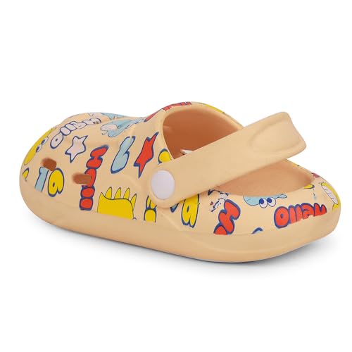 Image of Liberty Lucy&Luke SANDWALK Kids Clogs for Boys & Girls | Lightweight Slip-On Clogs - Beige & Blue | Durable & Soft EVA Sole | Comfortable & Breathable Sandals for Walking - Cushioned Footbed