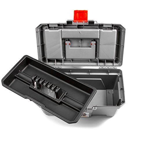Keter 16'' Pro Black Durable Lightweight Toolbox Organizer With Double Quick Latch Closure #TOP7