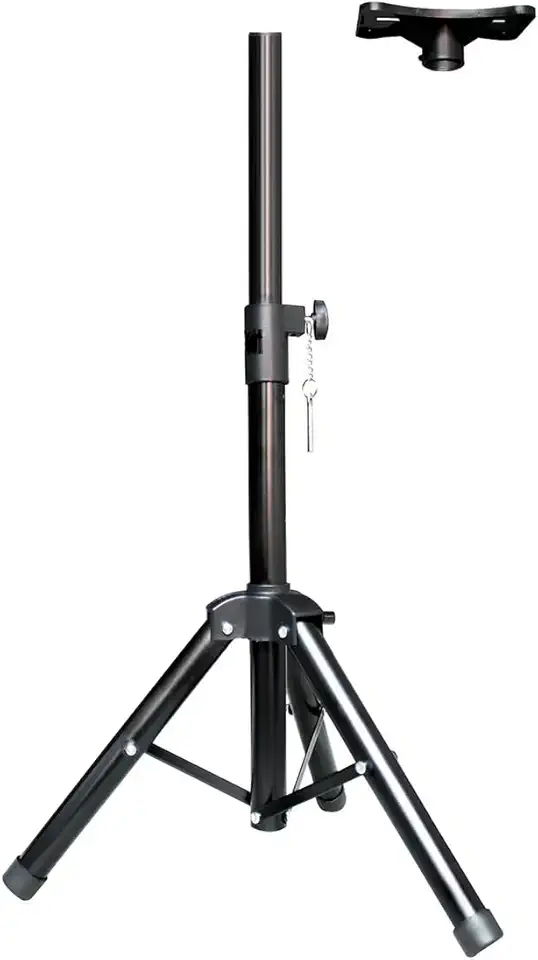 Suporte Tripé Profissional para Caixa de Som, Ajustável, Preto, com Bandeja Superior