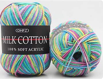 EWRW Fil à tricoter en coton acrylique 50 g 23 couleurs au choix, Coton lait., 18, As the pictures Cover