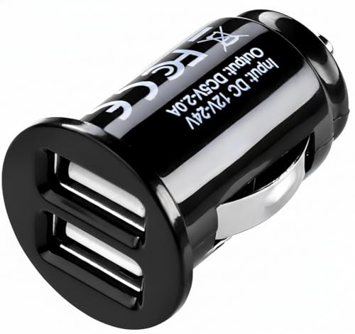 Fast USB Car Charger Dual Port Car Adapter 12V/24V Cigarette Lighter Socket Charging Plug Compatible with i-Phone, Samsung and Android phones (Pack of 1)
