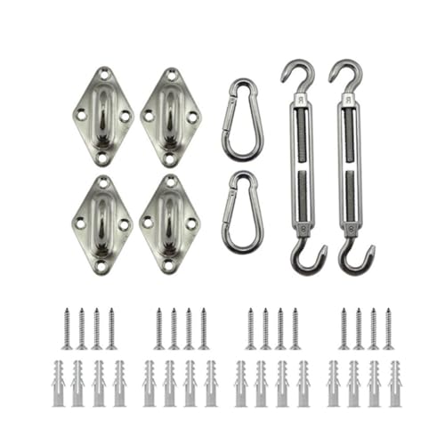 24 PCS Shade Sail Hardware Kit,Shade Sail Hardware Kit 5 inch for Rectangle and Square Sun Shade Sails Installation