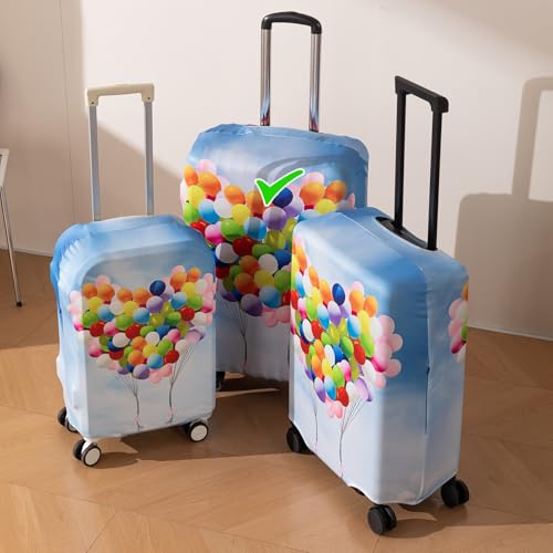 Image of HOKIPO 220gsm Durable and Washable Suitcase Covers for Trolley Suitcase, Large (26-27inch) - Balloon Drift (AR-6345-D12)