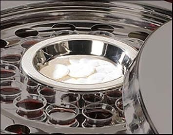 Communion Tray Center Bread Plate Silver Finish Stainless Steel 4 3/4" Diameter