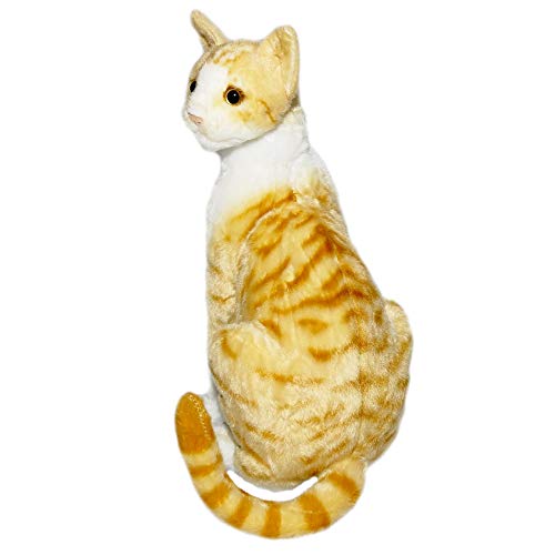 Pelucia Gato Medio Realista Amarelo Tigrado Rajado