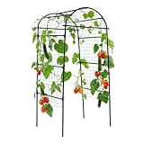 Lalahoni Garden Arch Trellis for Climbing Plants Outdoor, 80 Inch Tall Grape Metal Vine Plants Support Flower Vegetable Tomato, Cucumber Trellis for Raised Bed, Black