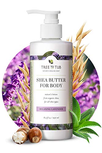 Moisturizing Body Lotion for Dry, Sensitive Skin by Tree To Tub - pH 5.5 Balanced Lavender Lotion for Men & Women with Shea Butter, Cocoa Butter 8.5oz
