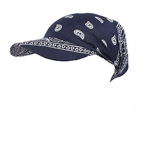Womens Assorted Paisley Print Bandana Head Scarf Hat Summer Folding Anti-Uv Golf Tennis Sun Visor Cap (4 Colors Set - 1) #TOP4