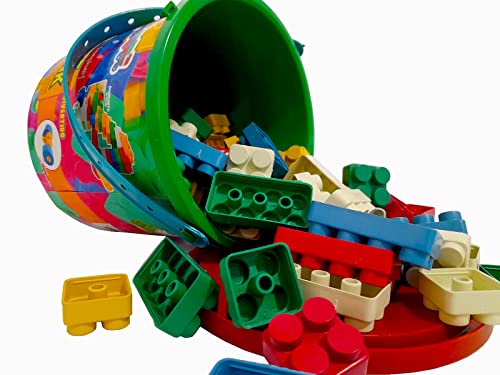 Blocos de Montar Brinquedo Educativo Infantil Balde 98 Peças