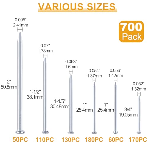 image for KURUI 700pcs Hardware Nails for Hanging Pictures, Up to 2