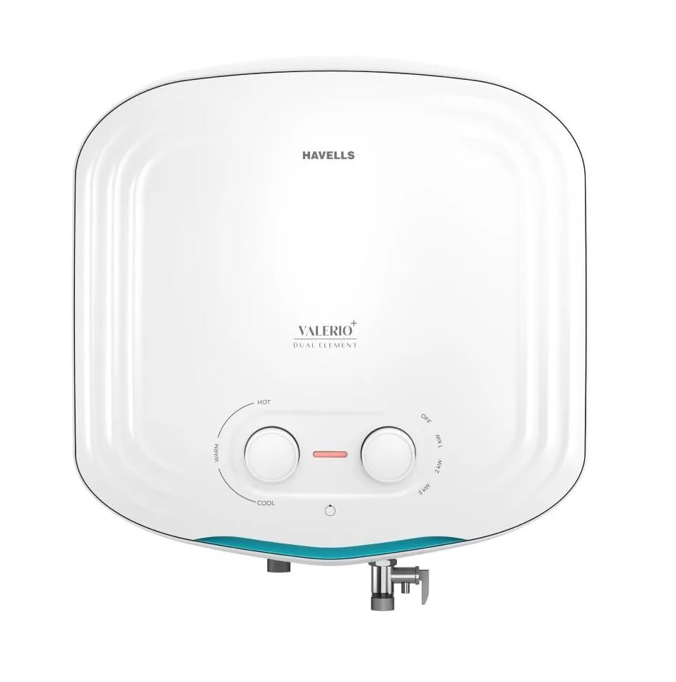 Image of Havells Valerio+ 25L Convertible Storage Water Heater (Geyser) | Dual Heating Element | 3-in-1 Convertible Modes | Feroglas Coated Tank | Whirlflow Technology | White & Blue