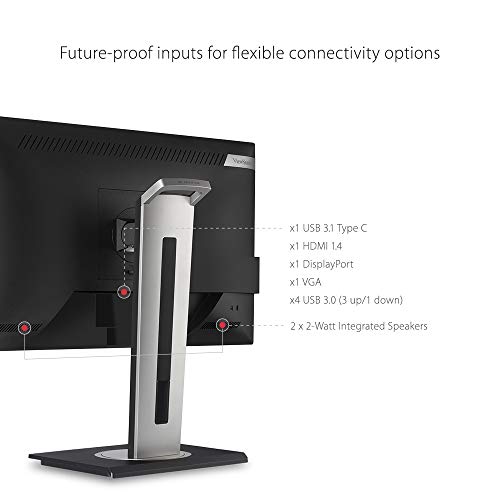 Image of ViewSonic VG2755 27 Inch 1080p Monitor, IPS Display with 60W USB-C for Smooth Home and Office Productivity, Full Ergonomic Adjustability, HDMI, DisplayPort, and VGA Inputs