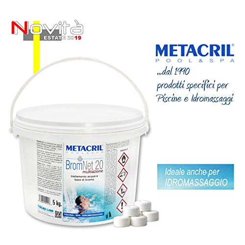 Metacril BROMO Multiaction in 20 g tablets - Brom Net 20 Multiaction 5 kg. Ideal for Massage Spa (Teuco, Jacuzzi, Hafro, Glass, Dimhora, Intex, Bestway, ECC.) - Immediate shipping