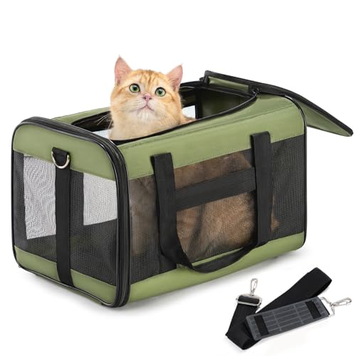 Conlun Katzenboxe Flugzeugtauglich, Weichseitige Hundetransportbox mit Innenleine, Transport für kleine bis mittelgroße Katzen und Welpen bis 7 kg,...