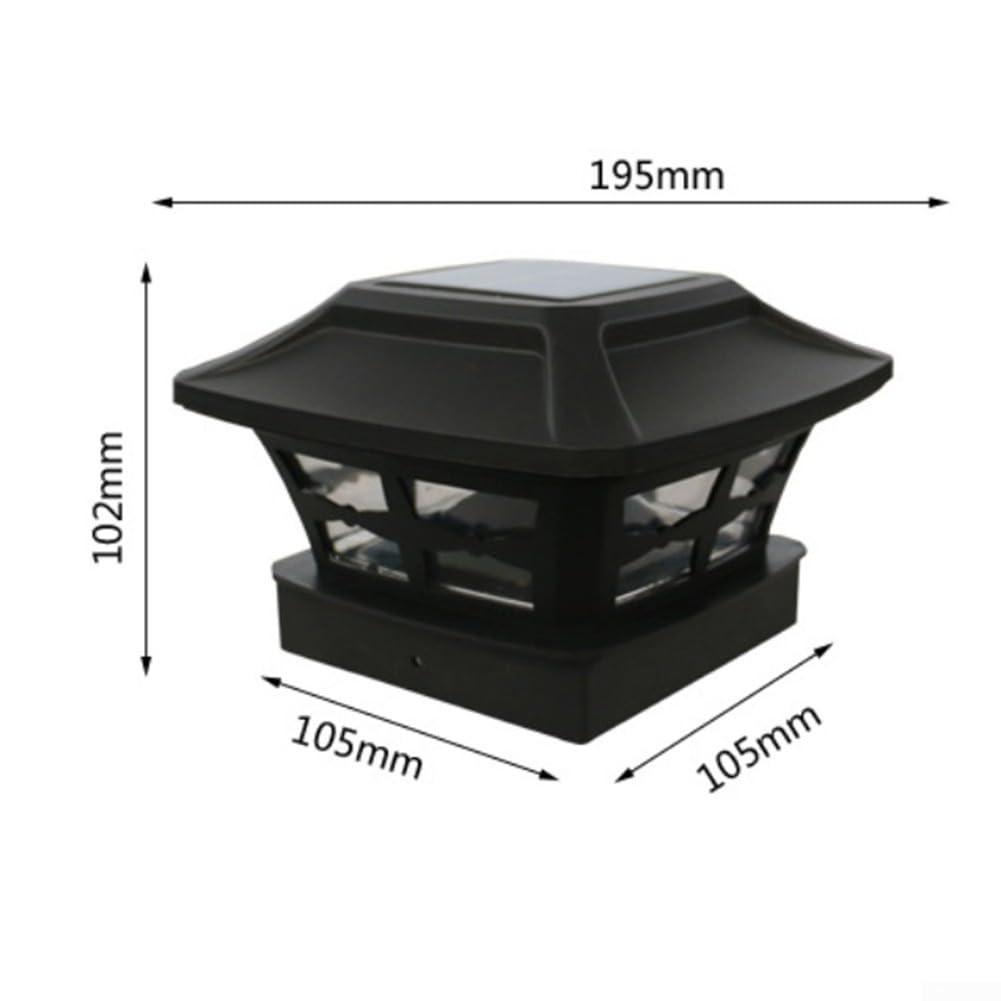Solar-Pfostenkappen-Lichter, LED-Zaunlicht für 4 x 4, 5 x 5, 6 x 6 Holzpfosten, IP44 wasserdicht, Außenterrasse, Gartenbeleuchtung, 4 Stück (schwarze Blätter)