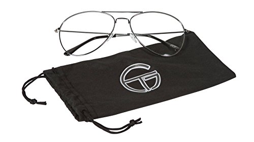 Gravity's Non-Prescription Premium Aviator Clear Lens Glasses w/GT Soft4