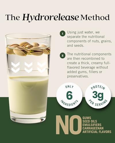 Elmhurst 1925 Pistachio Milk Barista Edition – 32 Ounce (Pack of 6) Plant-Based, Vegan, Dairy-Free, Non-GMO, Kosher, Froths for Lattes & Iced Coffee, 3g Protein per Serving, Simple Ingredients