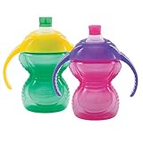 Munchkin Click Lock Bite Proof Trainer Cup, Green/Pink, 7 Ounce, 2 Count