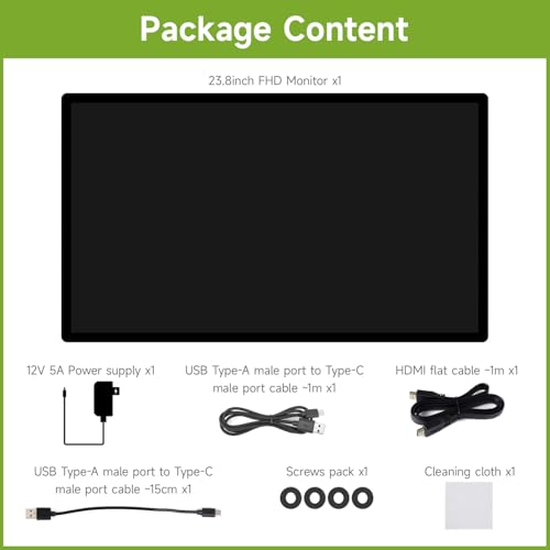 Image of waveshare 23.8inch Capacitive Touch Monitor, 1920x1080 Full HD, Optical Bonding Toughened Glass Panel, HDMI Display Interface, 10-Point Touch