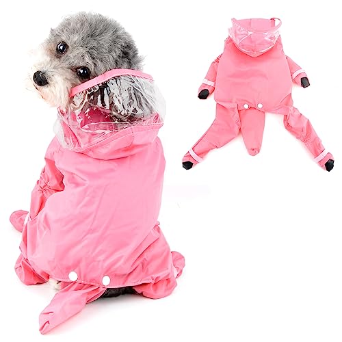 Chiot au sec avec ce manteau imperméable quatre pattes rose S
